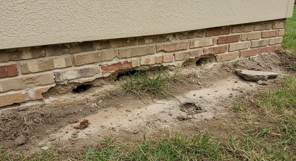 holes around house foundation